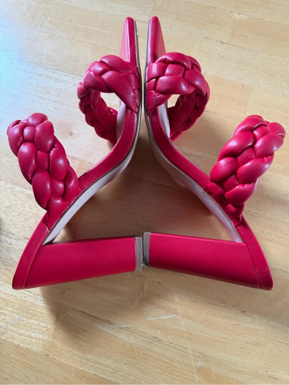 Women’s Red Braided Strap Heeled Sandals